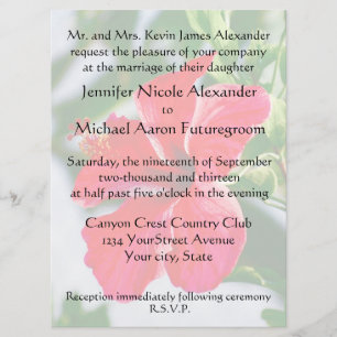 Romantic Wedding Red Hibiscus Invitation