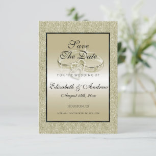 Romantic Wedding Rings, Gold Glitter Wedding Save The Date