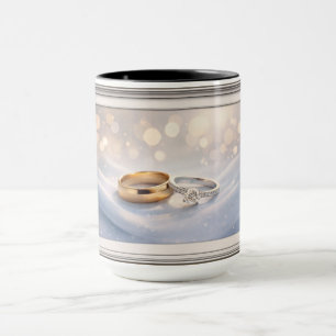 Romantic Wedding Rings Love Theme Ceramic Mug Gift