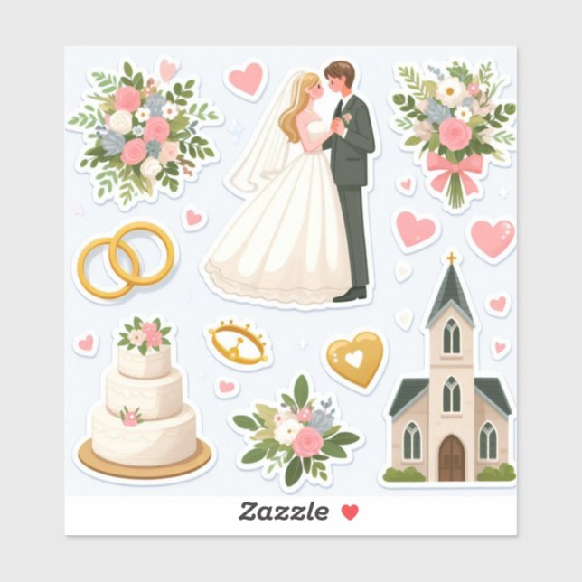 "Romantic Wedding Stickers" (Sheet)