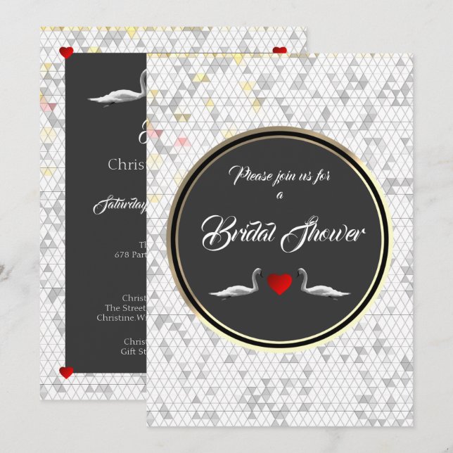 Romantic Wedding Swan Bridal Shower Invitation (Front/Back)