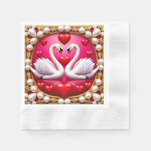 Romantic Wedding Swans Elegant Bridal Shower Table Napkin