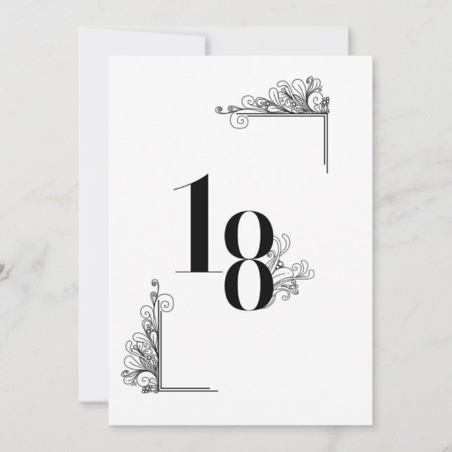 Romantic Wedding table number card (Front)