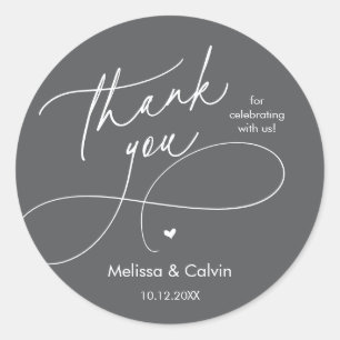 Romantic Wedding Thank you for celebrating with us Classic Round Sticker
