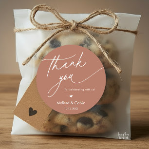 Romantic Wedding Thank you for celebrating with us Classic Round Sticker