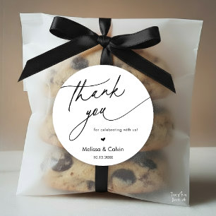 Romantic Wedding Thank you for celebrating with us Classic Round Sticker