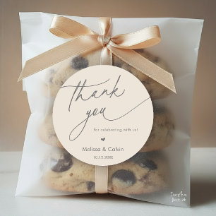 Romantic Wedding Thank you for celebrating with us Classic Round Sticker