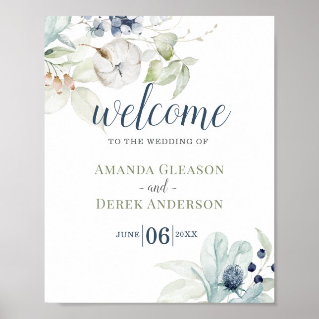 Romantic Wedding Theme Welcome Sign (Front)