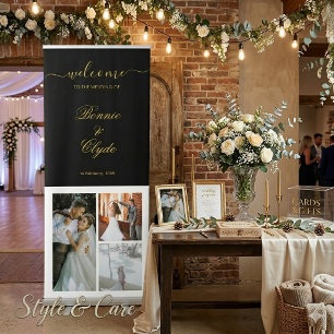 Romantic Wedding Welcome Photo Display Banner