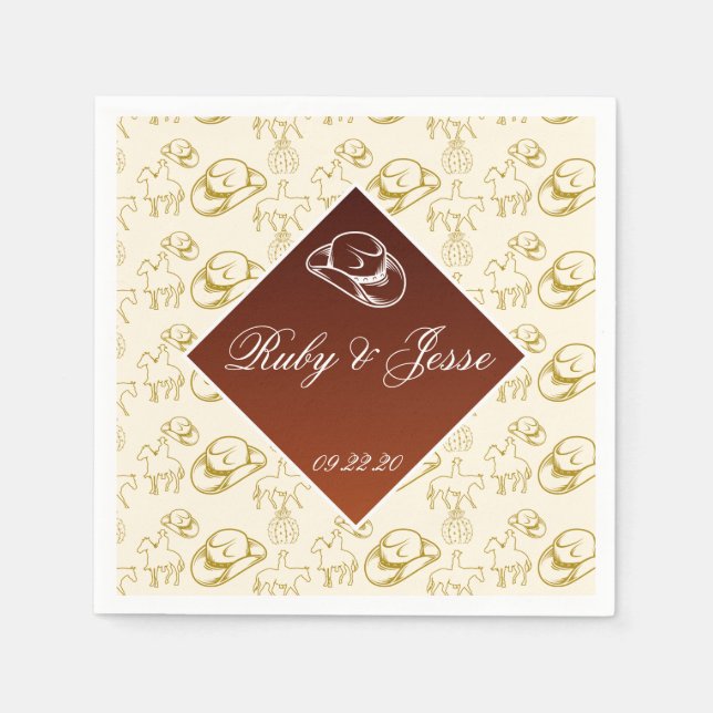 Romantic Western Desert Brown Wedding Napkin (Front)