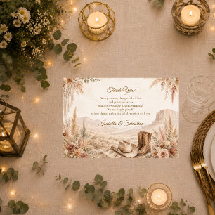 Romantic Western Desert Wedding Thank You Card