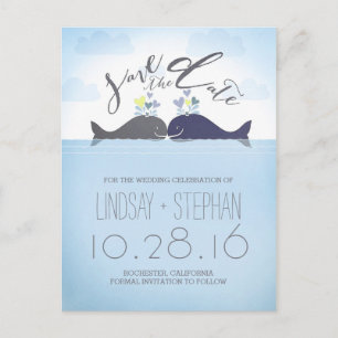 Romantic Whales Couple Save the Date Announcement Postcard