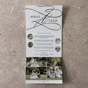Romantic What A Year Christmas Multi Photo Tri-Fold Holiday Card
