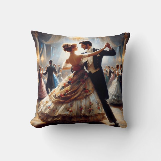 Romantic Whimsical Couples Dancing Cushion (Front)