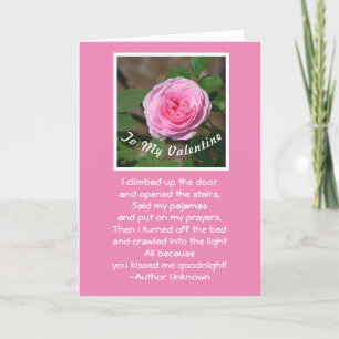 ROMANTIC WHIMSICAL CUTE VALENTINE/PINK ROSE HOLIDAY CARD