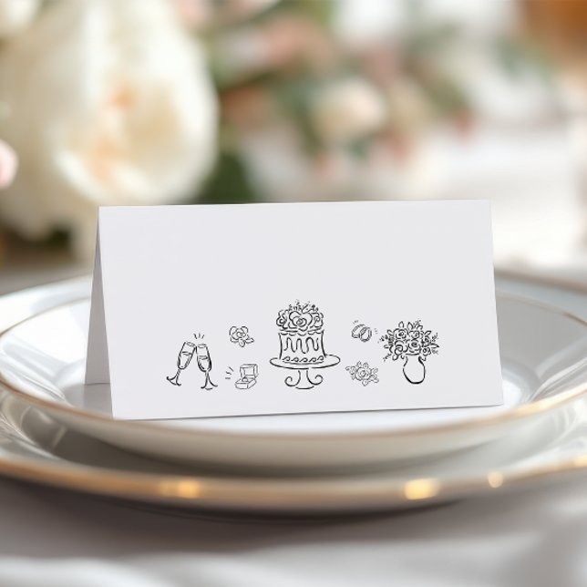Romantic Whimsical Hand drawn Place Card (Creator Uploaded)