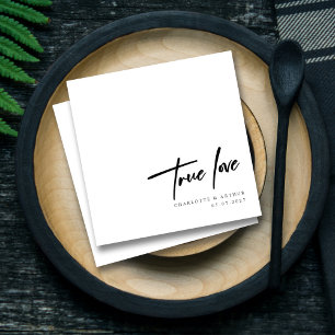Romantic Whimsical Script True Love: Wedding Chic Napkin