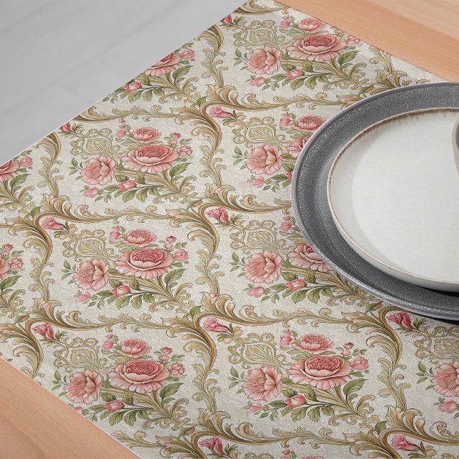 Romantic Whimsy Floral Damask Table Runner Delight (Romantic Whimsy Floral Damask Table Runner Delight )