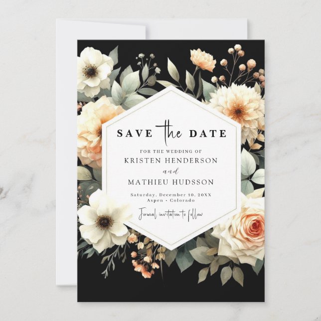 Romantic Whimsy Peach Wedding Save The Date (Front)