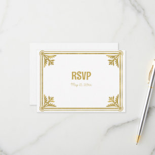 Romantic White and Gold Frame RSVP Card