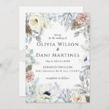 Romantic White Blush Floral Wedding Invitation