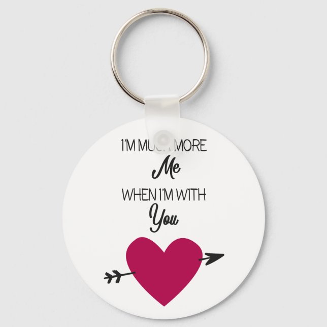 Romantic white elegant with pink heart key ring (Front)
