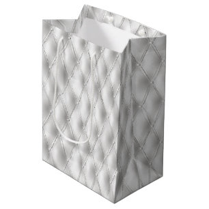 Romantic White Faux Leather Medium Gift Bag