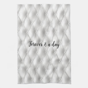 Romantic White Faux Leather Tea Towel