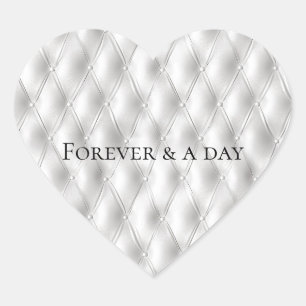Romantic White Faux Leather Wedding Heart Sticker