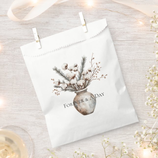 Romantic White Flowering Tree in Vase Wedding Favour Bags (Clipped)