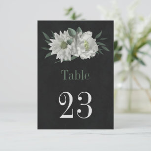 romantic white flowers black table number