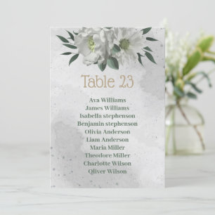 romantic white flowers botanical seating chart invitation