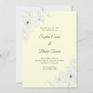Romantic White Flowers Floral Yellow Wedding Invitation