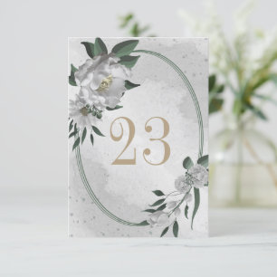 romantic white flowers geometric table number