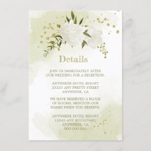 romantic white flowers greenery details enclosure card