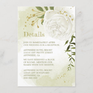 romantic white flowers greenery details enclosure card