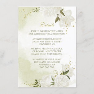 romantic white flowers greenery details enclosure card