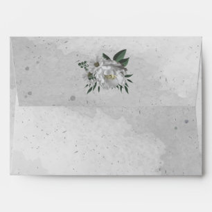 romantic white flowers greenery wedding envelope