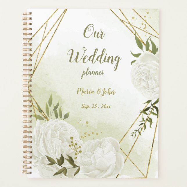 romantic white flowers greenery wedding planner (Front)