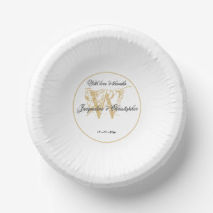  Romantic White & Gold Wedding Chic Monogram Cool  Paper Plate