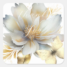 Romantic white golden flowers thank you