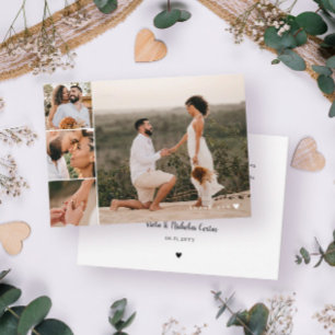 Romantic White Heart Wedding Photos Thank You