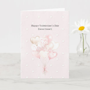 Romantic White Hearts Pink Valentine's Day Card