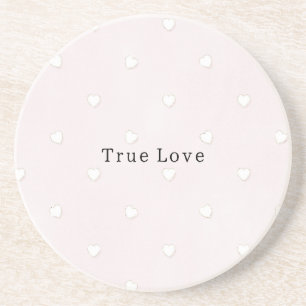 Romantic White Hearts Pink Valentine's Day Coaster