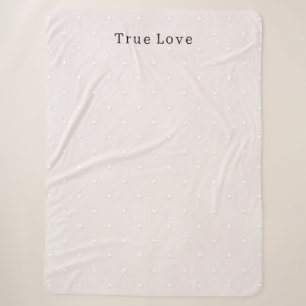 Romantic White Hearts Pink Valentine's Day Sherpa Blanket