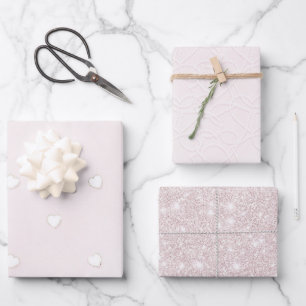 Romantic White Hearts Pink Valentine's Day Wrapping Paper Sheet