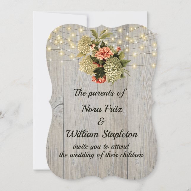 Romantic White Hydrangea Pink Carnation Invitation (Front)