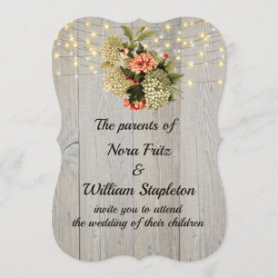 Romantic White Hydrangea Pink Carnation Invitation