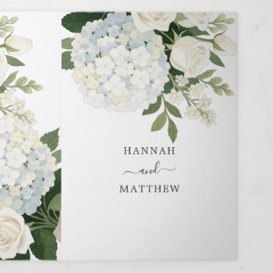 Romantic White Hydrangea Rose Elegant Wedding   Tr Tri-Fold Invitation
