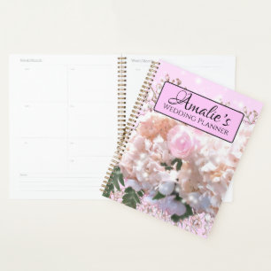 Romantic white lace hydrangeas pink roses Wedding  Planner